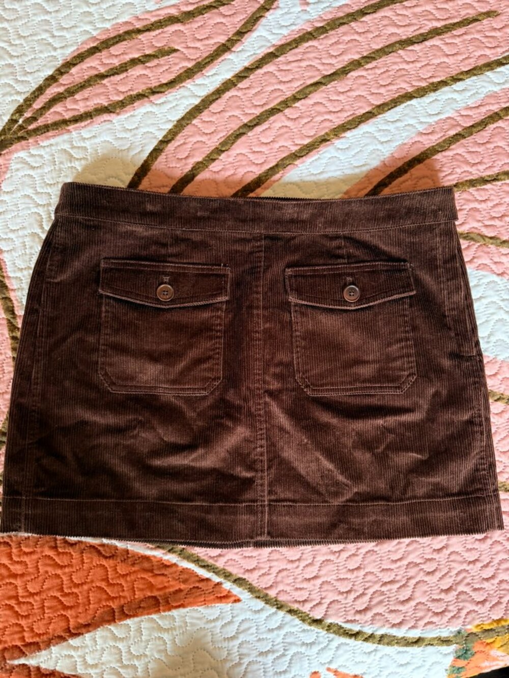 J.Crew Patch-Pocket Corduroy Mini Skirt in "French Press"